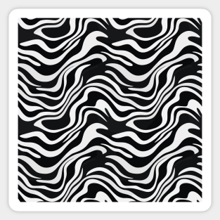 Monochrome Waves: Modern Abstract Ebb and Flow Sticker
